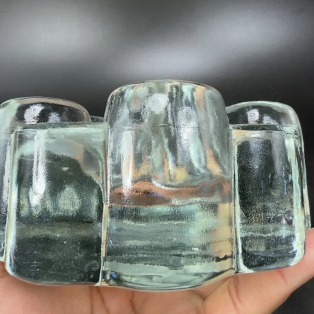 Glas Kunstvoll Gestaltet Heart Design Clear Candle Holder Votive‎ Heavy Germany
